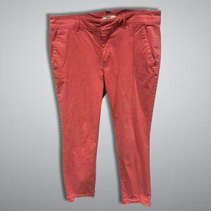 LOFT Chino Cropped Pants Mid-Rise Slim Fit Capri Ankle Cut Coral Pink Women's 8